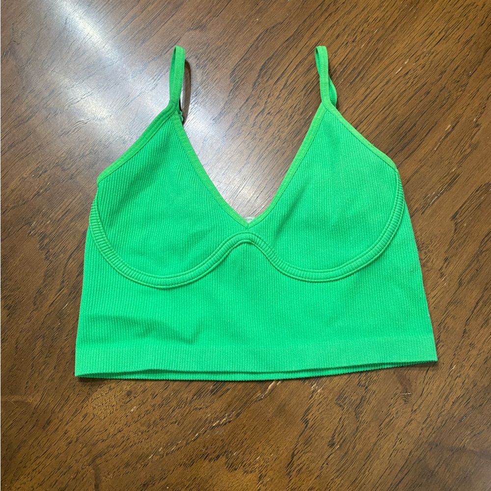 Green Ribbed Bralette